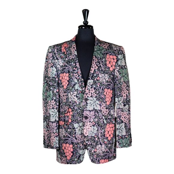 Mens Blazer Multicolor Floral Cotton Dress Formal Jacket Wedding